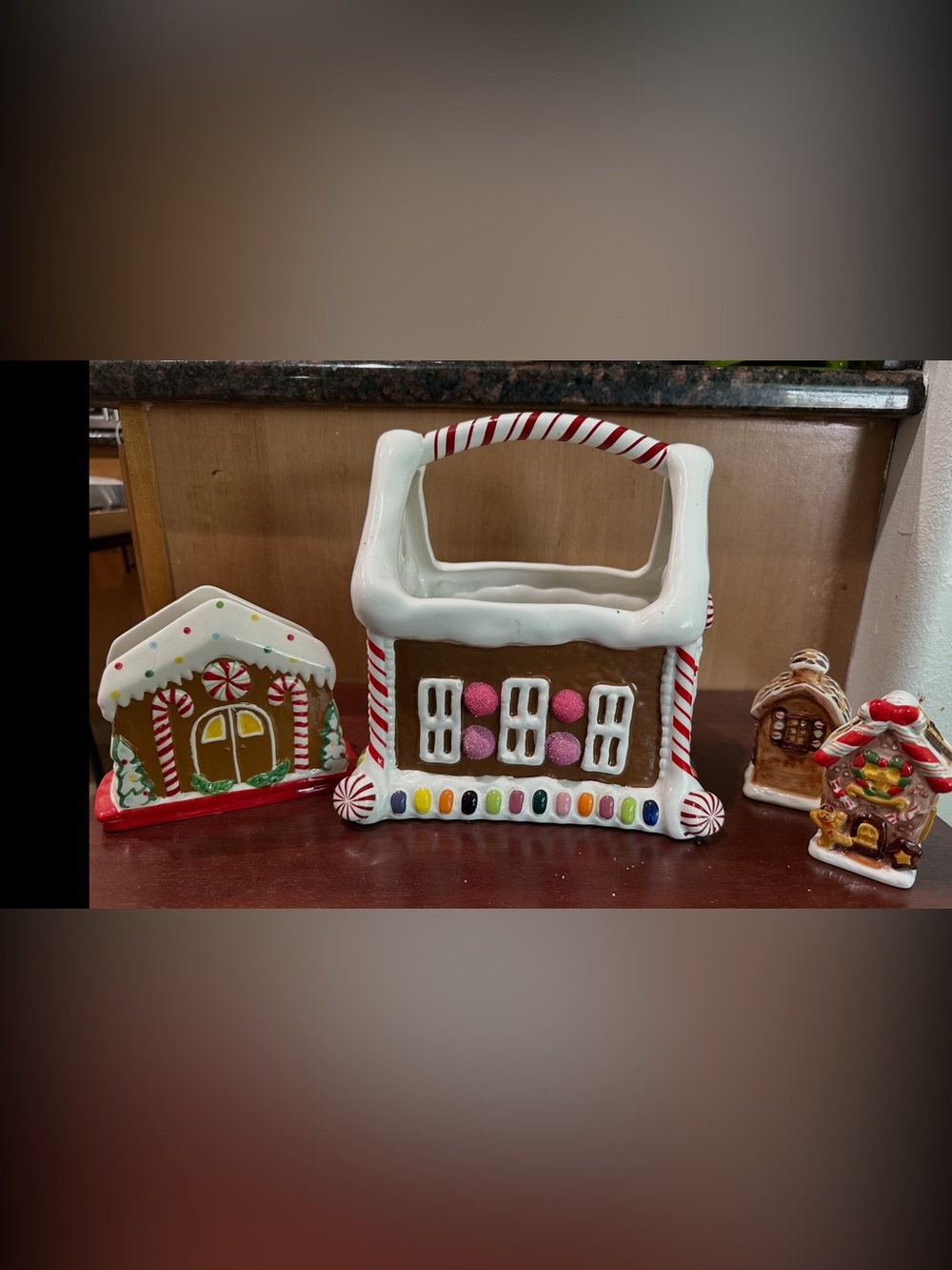 Festive Gingerbread House Candy Basket - White, Brown & Multicolor